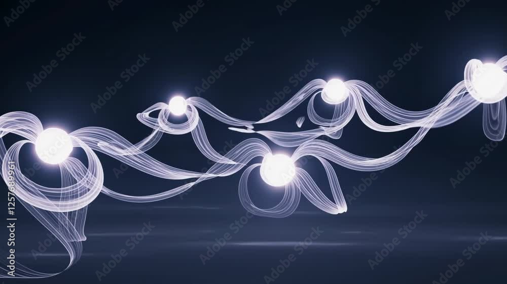 Leinwandbilder glowing molecular structures merging and shifting, with soft energy pulses and misty trails creating a futuristic