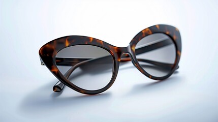 A pair of retro cat-eye sunglasses with a bold frame, isolated on white. The stylish design and classic aesthetics make them timeless.