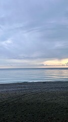 Sunset overlooking the Black Sea from a pebble beach in Abkhazia