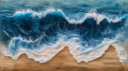Dynamic Ocean Waves Crashing on a Sandy Shoreline