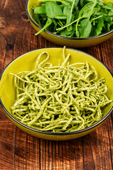 Tasty pasta with spinach.