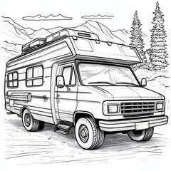 pencil drawing caravan
