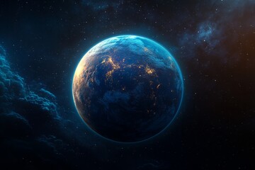 Obraz premium From Space, an Aerial View reveals Earth's Atmosphere, focusing on the Ozone Layer