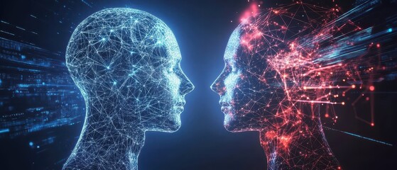 Abstract futuristic AIpowered innovation lab, deep learning models visualized