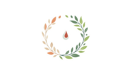 A logo with intertwined natural elements, such as a leaf, flower, and droplet, forming an elegant frame