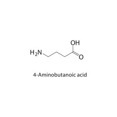 4-Aminobutanoic acid skeletal structure.Amino acid compound schematic illustration. Simple diagram, chemical structure.