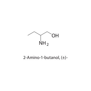 2-Amino-1-butanol, (&plusmn;)- skeletal structure.Amino alcohol compound schematic illustration. Simple diagram, chemical structure.