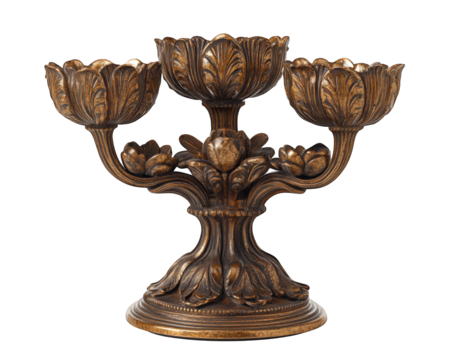 Elegant decorative candle holder with floral design and three holders, perfect for enhancing ambiance in any setting. Ideal for celebrations or home decor