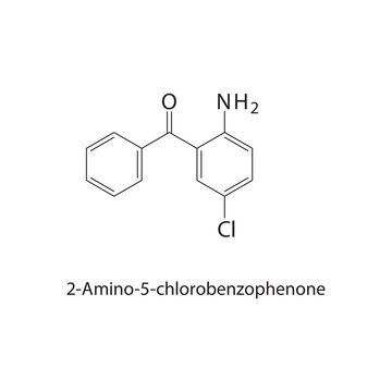 2-Amino-5-chlorobenzophenone skeletal structure.Benzophenone derivative compound schematic illustration. Simple diagram, chemical structure.
