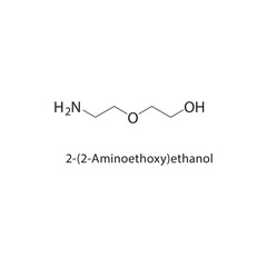 2-(2-Aminoethoxy)ethanol skeletal structure.Amino alcohol compound schematic illustration. Simple diagram, chemical structure.