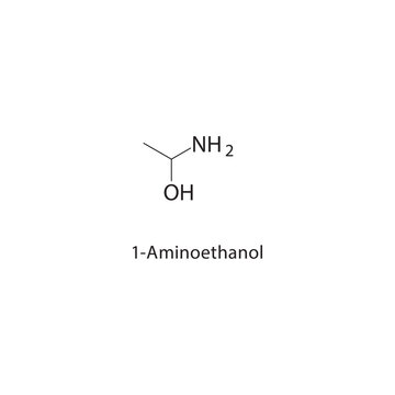 1-Aminoethanol skeletal structure.Amino alcohol compound schematic illustration. Simple diagram, chemical structure.