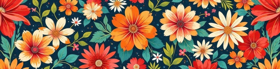 Obraz premium Abstract vintage Japanese floral patchwork Seamless vector pattern , wallpaper, carpet
