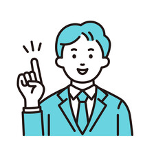 指を上げる若い会社員