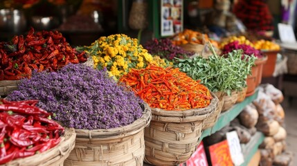 Fototapeta premium Vibrant Spice Market Display