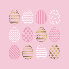 Minimal Easter background with golden eggs. Elegant design. Vector illustration