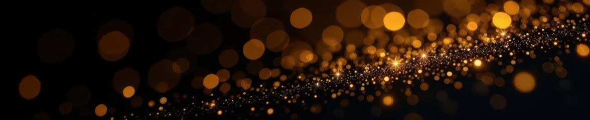 Obraz premium Abstract golden sparkles, shimmering dust motes on black , wallpaper, elegant