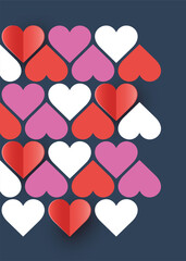 Abstract background with paper cut heart. Abstract design or Valentine’s Day, Mother’s Day and Women’s Day. Vector illustration