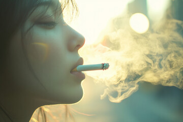       Araffe smoking a cigarette in a cigarette holder with smoke coming out of it