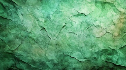 Obraz premium Green Textured Crumpled Paper with Cracks