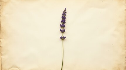 Lavendar Stem Resting on a Vintage Paper Surface Showcasing Its Delicate Beauty and Colors