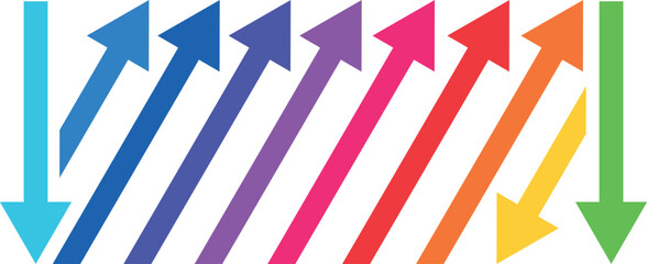 Fototapeta premium arrows with different sizes in color style. Small and large arrows indicating direction
