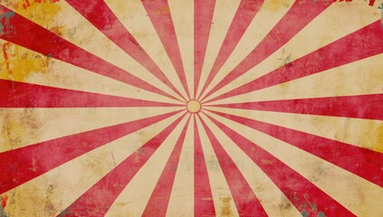 Vintage Red and Beige Sunburst Background Image with Grunge Texture