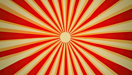 Fototapeta premium Abstract Red and Beige Sunburst Background Image Vintage Radiating Stripes Design Retro Style Graphic