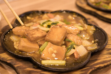 Tofugericht mit Gemüse, Restaurant-Essen, Taiwan