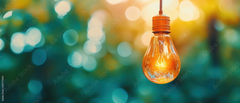 Aufkleber elegant light bulb glowing amidst soft green background with bokeh effect