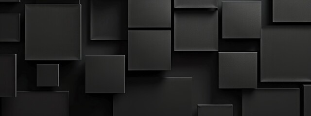 Minimalist Squares and Rectangles on Black Background with White Center Space for Text. Abstract Minimalist Wallpaper for Simple and Geometric Modern Design.
