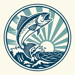 Vintage fishing logo Vector Images