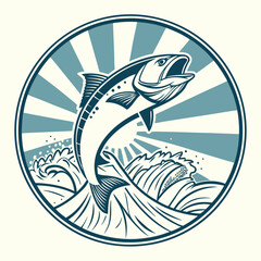 Vintage fishing logo Vector Images