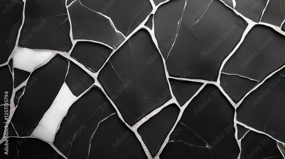 Aufkleber black and white marble texture with intricate veins and unique pattern design