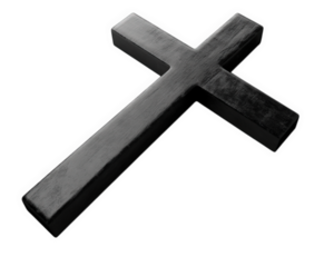 simple black cross silhouette, bold and minimalistic, representing faith and spirituality. This design evokes sense of reverence and simplicity