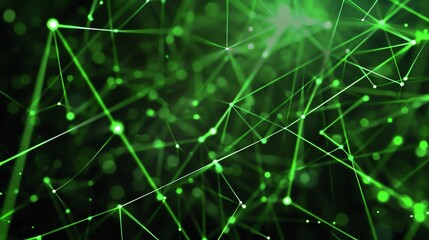 Fototapeta premium Elegant green plexus background. Glowing plexus. Plexus structure with glowing dots. Futuristic illustration. 3d rendering.