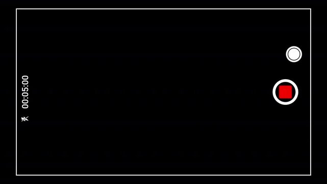 Horizontal smart phone camera screen recording overlay frame with transparent background, Smartphone video camera recording overlay frame with timecode counter