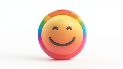 A rainbow emoji with soft gradients and a smooth curvature, showcasing bright, vivid colors. The clean white background emphasizes the seamless design.