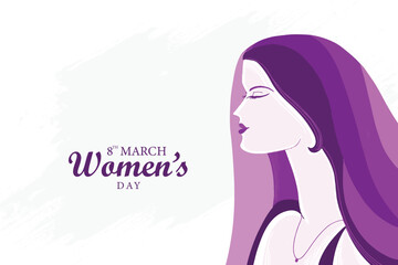 Beautiful happy womens day card with face design