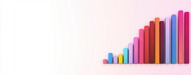 Obraz premium Colorful Gradient Bar Chart Displaying Growth Against Light Background