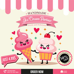 Chill Out with Every Scoop! ice cream parlour promotion flyer template design.