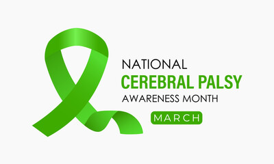 Vector graphic of National Cerebral Palsy Awareness Month is observed every year in March. That affect movement, muscle tone, and posture.  Design for banner, cards, prints, social media, poster.