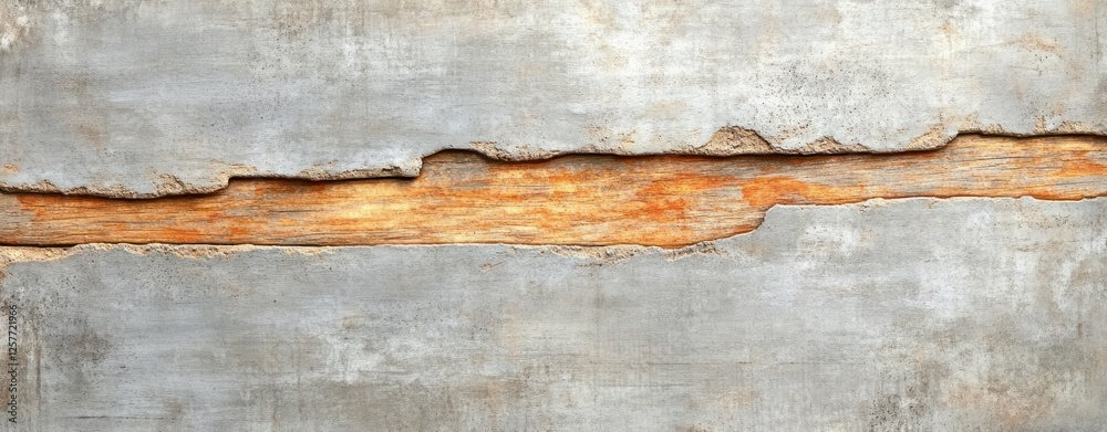 Poster detailed texture of weathered wood and concrete with peeling layers and rust