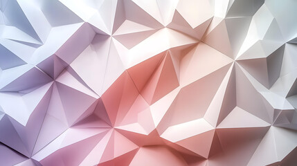 Obraz premium Abstract Geometric Background with White and Pink Triangular Polygonal Pattern