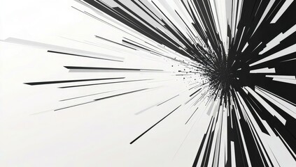 Obraz premium Abstract Black and White Lines Converging to a Central Point Creating a Dynamic and Energetic Composition