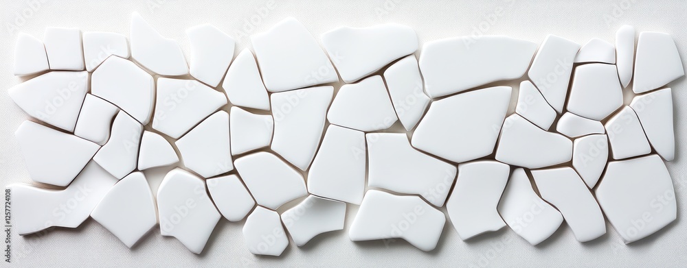 Aufkleber abstract pattern of irregular white broken ceramic pieces on a light background