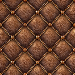 Obraz premium Seamless quilted leather texture with buttons