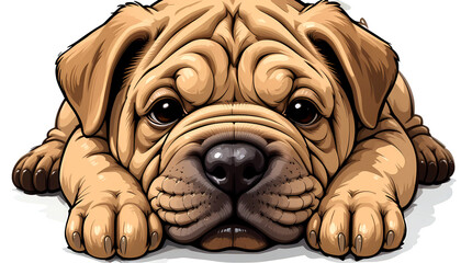 Obraz premium shar-pei puppy on white background