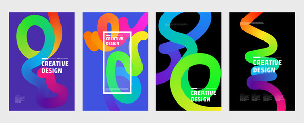 Abstract Colorful Swirls Dynamic Creative Design Posters