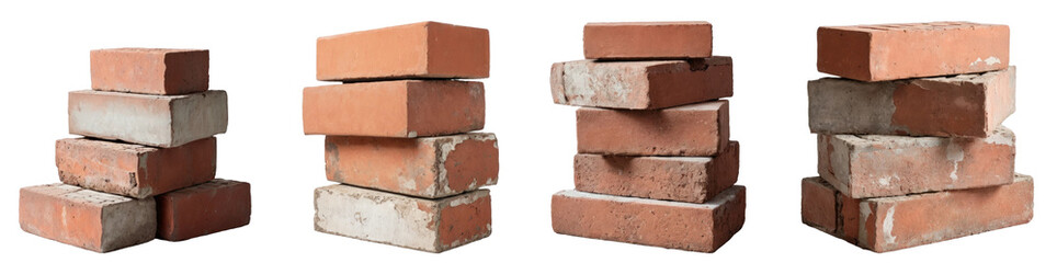Fototapeta premium Stack of Bricks PNG set