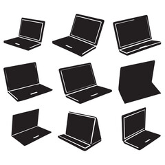 Laptop silhouettes set pc pack of vector silhouette design 